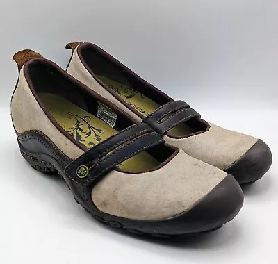 Merrell Shoes Womens Size 7.5 M Mary Jane Suede Plaza Bandeau Dark Taupe • $11.89