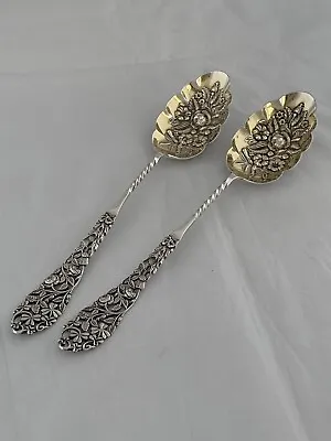£235 • Buy Sterling Silver Serving Spoons BERRY SPOONS 1908 Birmingham Antique Victorian