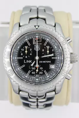 Tag Heuer Mens Watch CT1111.BA0550 Black Link Chronograph Silver Professional SS • $1290