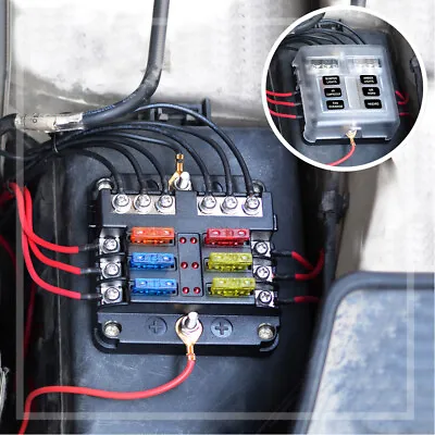 6 Way Car Boot Power Distribution 12/24V Blade Fuse Holder Box Block Panel Board • $8.98