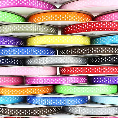 £3.39 • Buy 25m Reel Polka Dot Grosgrain Ribbon - 10mm (3/8 ) Width - Various Colours