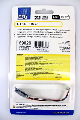 ESU 59020 LokPilot 5 Basic DCC Decoder 8 Pin Connector And Harness HO Scale • $28.79