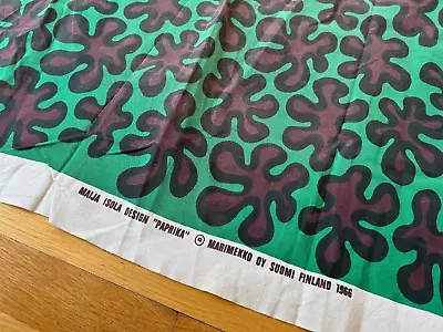 Vtg 1966 Maija Isola Paprika Marimekko FABRIC Retro Black Brown Tablecloth Green • $129.99
