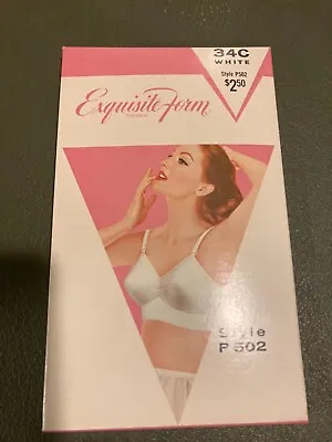 Vintage Exquisite Form Bra White 34C Bullet Cone Style P502  New In Box • $27.50