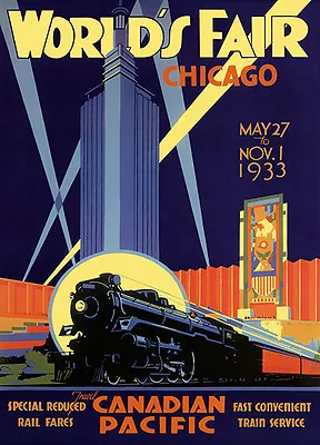 World's Fair Chicago 1933 Canadian Pacific Vintage Travel Poster • $22
