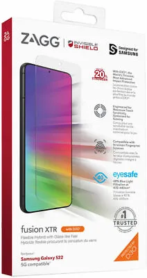 $22.95 • Buy ZAGG InvisibleShield Fusion XTR Flexible D3O Screen Protector Samsung Galaxy S22