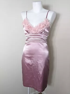 REVIEW Size 8 Vintage 90s/Y2K Era Pink Strappy Satin Slip Dress • $24.95