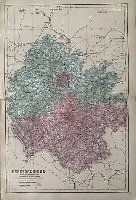 1883 Herefordshire Hand Coloured Original Antique County Map By G.W. Bacon • £19.99