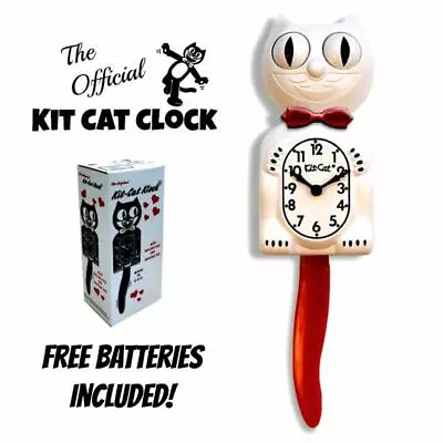 CANDY CANE KIT CAT CLOCK 15.5  Red White Kit-Cat Klock Free Battery Made In USA • $69.99