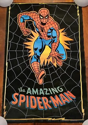 SPIDERMAN MARVEL Black Light Poster 1975 Flocked JOHN ROMITA • $499.99