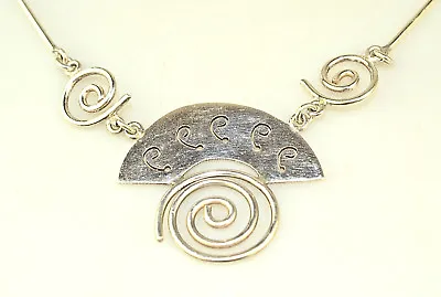 Handwrought Mexican Sterling Silver Choker Necklace Swirl Design 15 Inches • $85