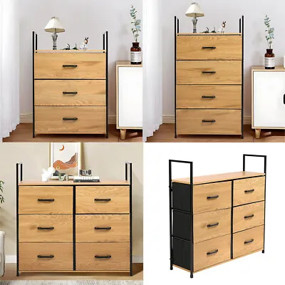 3/4/6 Drawers Storage Cabinet Fabric Chest Of Drawers Dresser Metal Frame Stand • £48.95