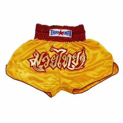 Yellow Muaythai Shorts Muay Thai Embroidery Design KickBoxing Costume Mma K1 UFC • $37.64
