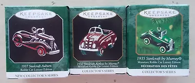 Lot 3 Die-Cast Hallmark Miniature Kiddie Car Luxury Edition Keepsake Ornaments • $11.99