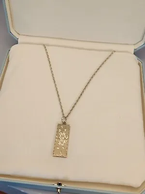 Vintage Sterling Silver Ingot & Flower Thick Pendant Necklace 21  Chain 19.6g • $33.68