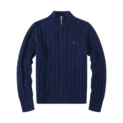  Men's Ralph Lauren Polo Zip Knit Cashmere Sweater Round Neck Long Sleeve UK • £33.05