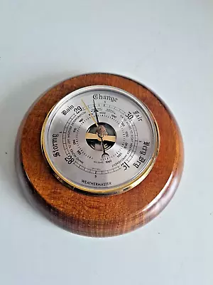 Vintage Wooden & Brass Weathermaster Round Wall Barometer 16cm Diameter • £9.99