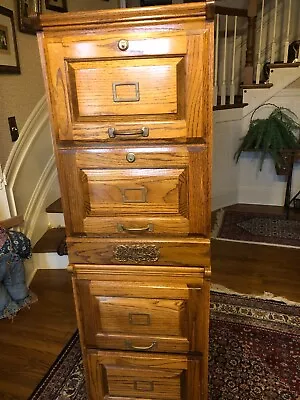 Vintage Mission Oak  Four Drawer Vertical/ Stackable Wheeled  Legal File Cabinet • $299
