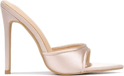 Cape Robbin AVELYN Stiletto Slip On 10 Nude 4.5 Heels Pointed Toe Metallic Sheen • $26.99