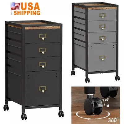 4 Drawer Vertical File Cabinet Rolling Filing Cabinet Home Office Table W/ Wheel • $65.99