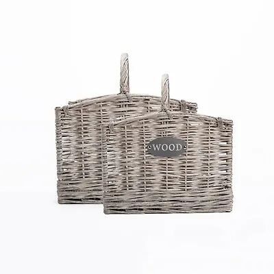 £27.99 • Buy Wickerfield Grey Rectangle Wicker Willow Farm Shop Display Storage Log Basket