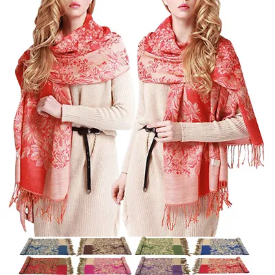 £6.98 • Buy Women's Jacquard Long Cashmere Wool Soft Warm Wrap Shawl Scarf