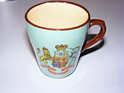 RARE Queen Elizabeth II Coronation Mug In Brown & Blue. 2nd June 1953. VGC • £7.99