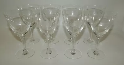 Set Of 8 Vintage Etched Rose Crystal Stemware 5 1/4  Wine Goblets Glasses  • $49.99