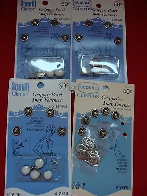 SCOVILL CLINTON GRIPPER SNAP FASTENERS Vintage Pearl 4 Packages. 7/16   • $15.20