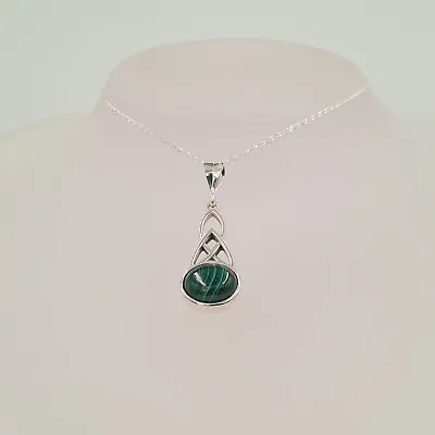 Malachite Celtic Necklace Celtic Design Handmade Gemstone Jewellery • £39.95