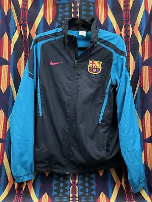 Nike FC Barcelona Windbreaker Soccer Jacket Blue Pink Men’s Small • $27.99