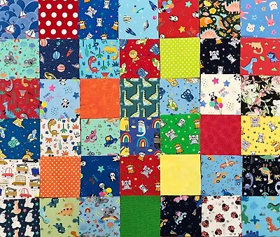 42 Children I Spy Mixed Prints Cotton Quilting Fabric 5 Inch Squares #12m • $27.95