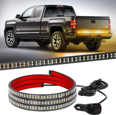 60 Inch Emergency Truck Tailgate Strobe Lights Strip Tail Light Bar Amber White • $58.99