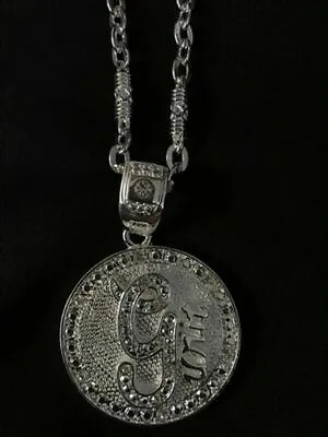 Hip Hop Jewelry Iced Out Chrome G-UNIT Silver Spinner Necklace Pendant Combo Set • $46.99