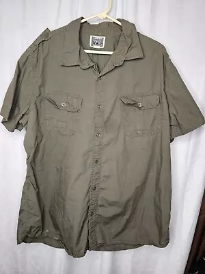 Converse One Star Brown Short Sleeve Button Down Shirt Men's Size XL Extra Large • $10.99