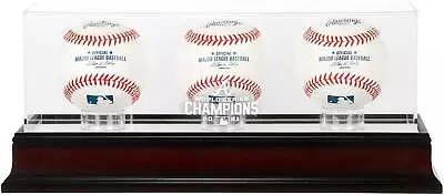 Braves 2021 WS Champs Mahogany Logo 3-Baseball Display Case • $79.99
