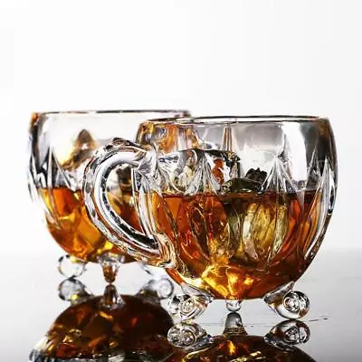 210ml Crystal Glass Tea Coffee Water Cup Transparent Glasses Cup Mug With Handle • $20.74