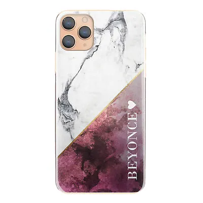 Personalised Initial Phone Case;Heart & Name On Red & Grey Marble Hard Cover • $33.56