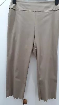 Nina Leonard Pull On Scallop Hem Cropped Pants Trousers New Mink Size Medium QVC • $14.80