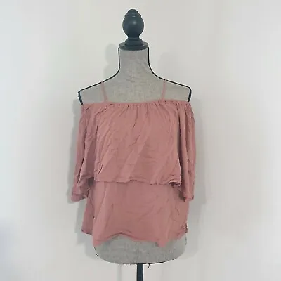 $8.22 • Buy Pull And Bear Size Small Women's Off Shoulder Brown Boho Top Shirt Blouse 8 ~ 12
