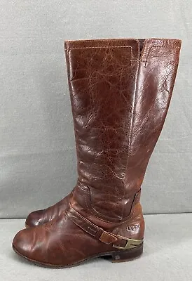 UGG Australia 1001637 CHANNING II Brown Leather Riding Boot Women’s Size 7.5 • $25