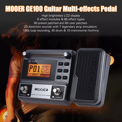 MOOER GE100 LCD Guitar Multi-Effects Pedal Processor Tap Tempo Tuning Function • $73.99