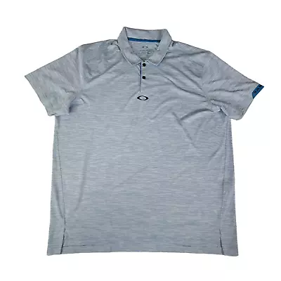 Oakley Mens Polo Shirt 2XL XXL Blue Short Sleeve Golf Casual 1/4 Button • $16.88