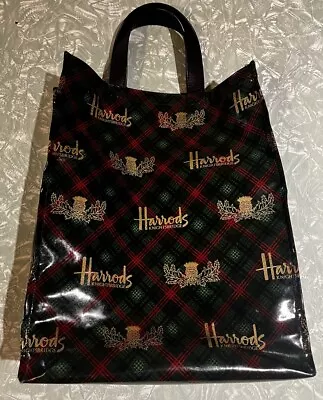 Harrods PVC Tartan Tote Bag - New Blue Leather Handles • $50