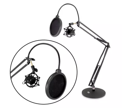 Pyle PMKSH24 Tabletop Suspension Mic Boom Stand - Anti-Vibration Shock Mount • $30.60