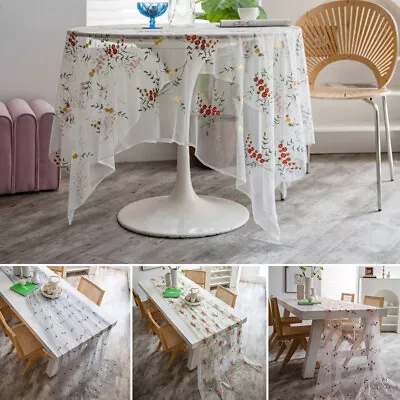 Rectangle White Lace Tablecloth Wedding Dining Table Cloth Cover Coffee Decor • $17.25