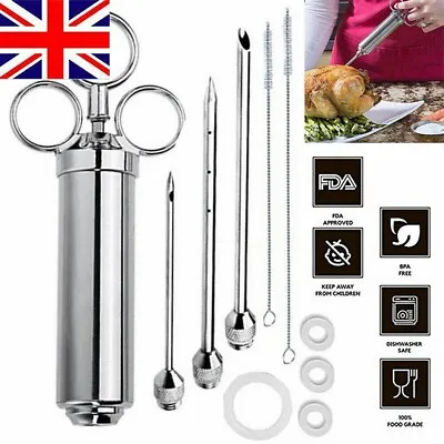 Stainless Steel Needle Meat Injector Marinade Syringe Turkey Cook Thanksgiving • £13.10