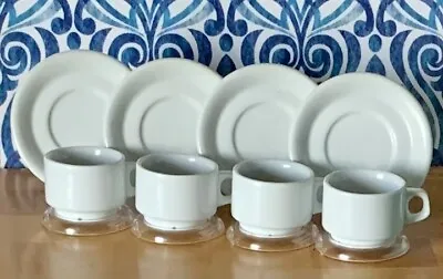 Vintage Naaman Israel White Restaurant Quality Espresso Demitasse Set Of 4 EUC! • $69.50