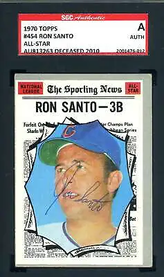 $54 • Buy Ron Santo SGC Coa Signed 1970 Topps Autograph