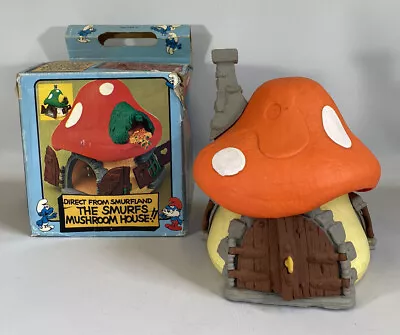 Vintage Smurfs Large Original Mushroom Cottage House 1976 Near Complete With Box • $123.99